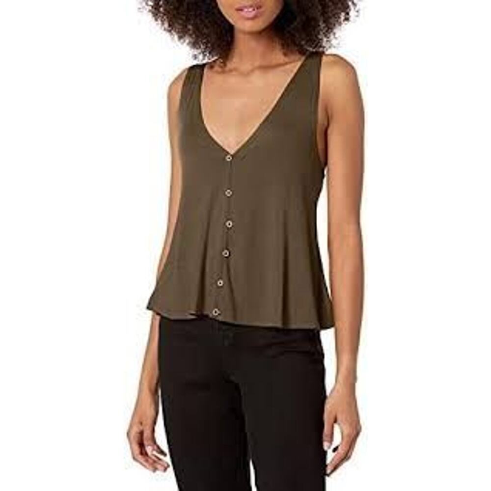 522 MODCLOTH GREEN BUTTON VNECK 4X WN